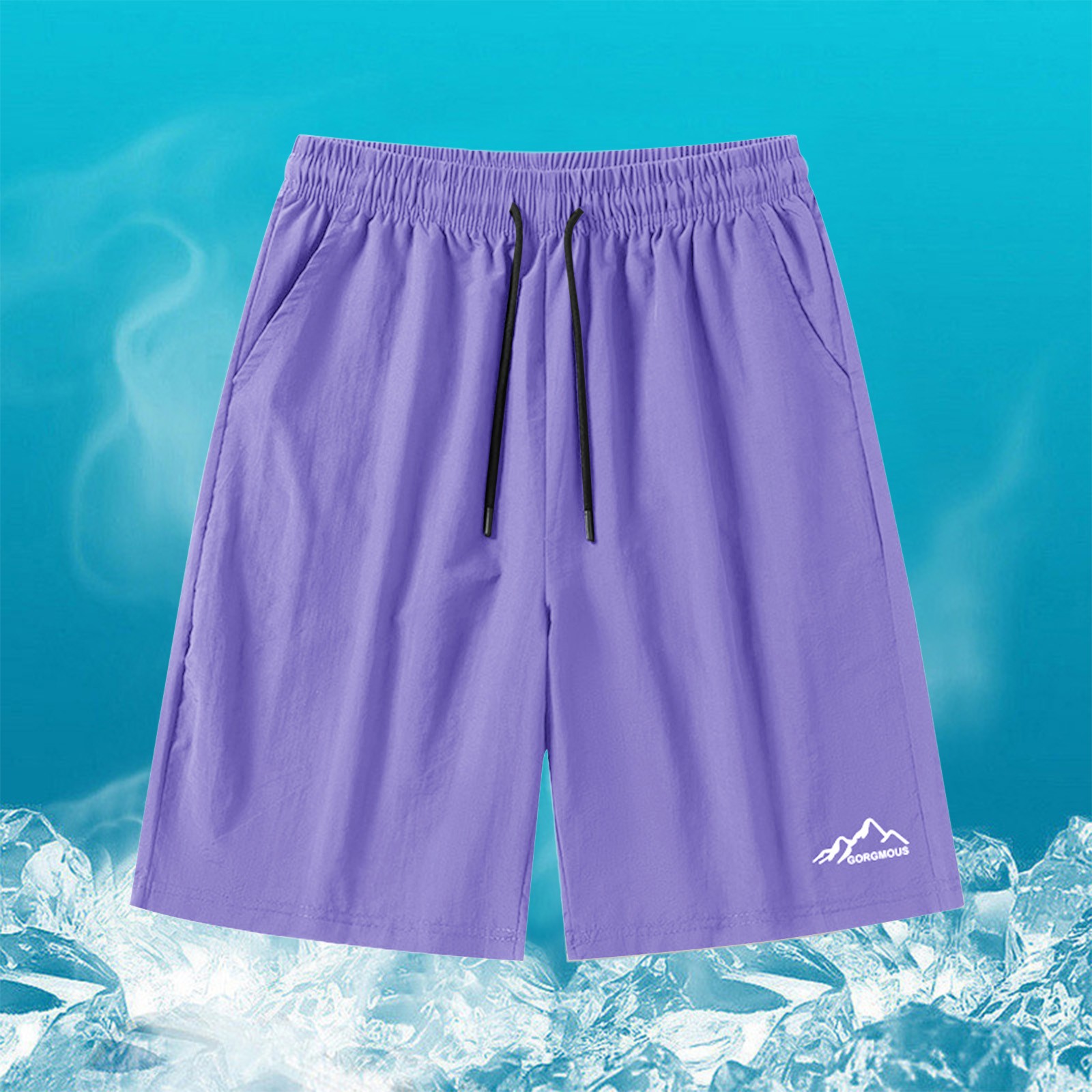 thumbnail image 3 of Pantalones cortos de verano para hombre y niño, 5 pulgadas, cintura elástica, fibra de viscosa, informales/senderismo, varias tallas (S-XXXXXL), 3 of 5